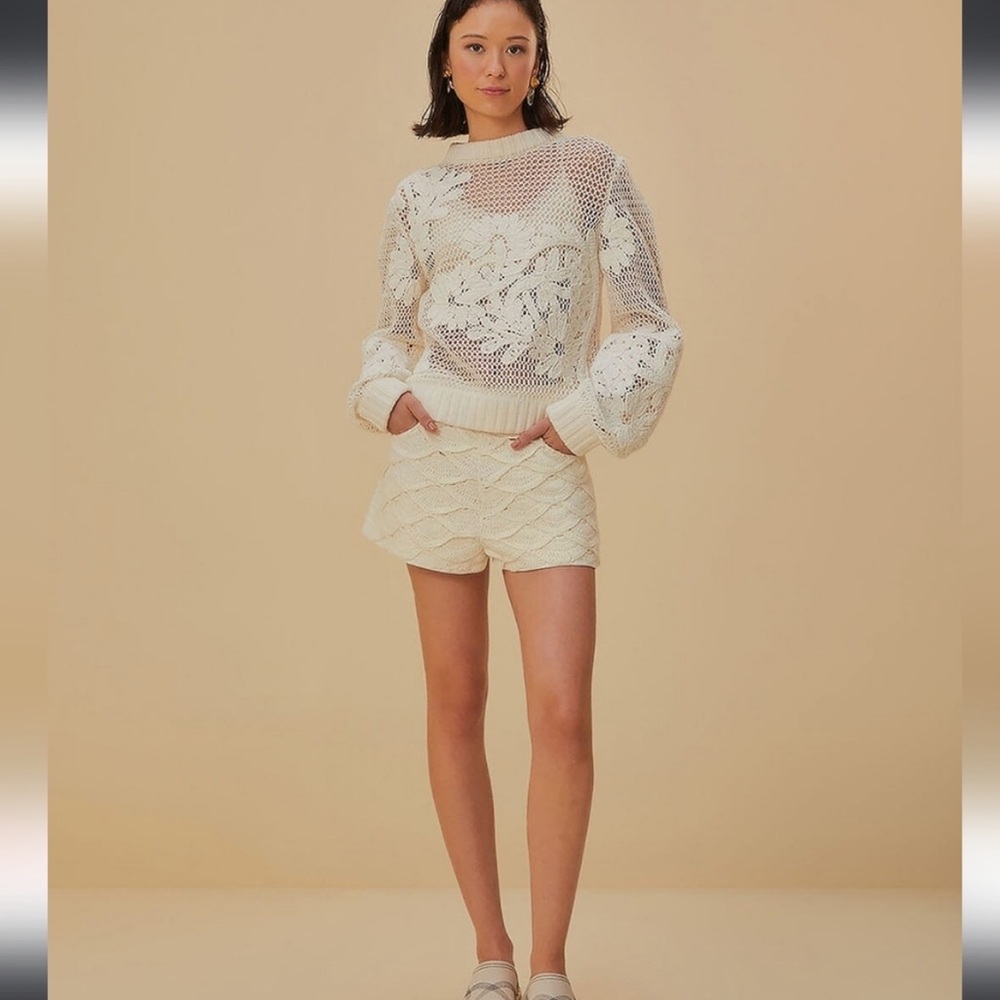 Farm Rio Crochet Denim Shorts